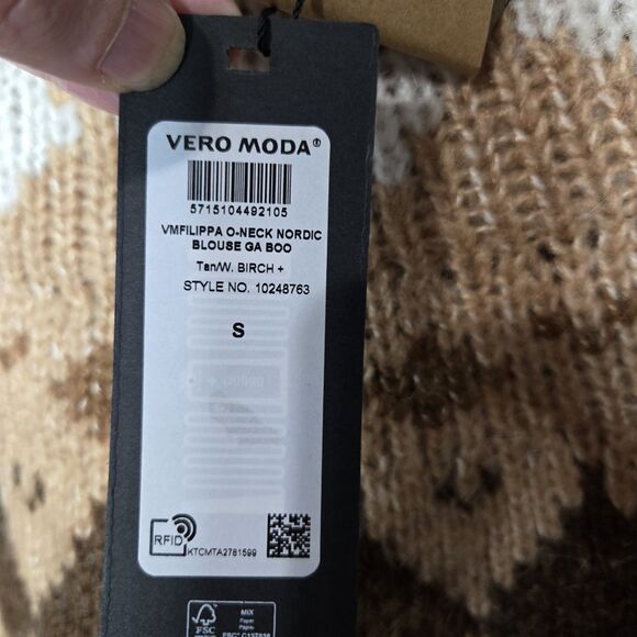 NWT Vero Moda Brown O-Neck Nordic Sweater Small - Picture 5 of 8
